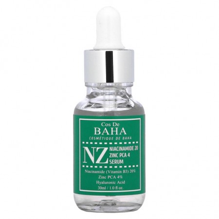 Cos De BAHA, NZ, Niacinamide 20 Zinc PCA 4, 1 fl oz (30 ml)