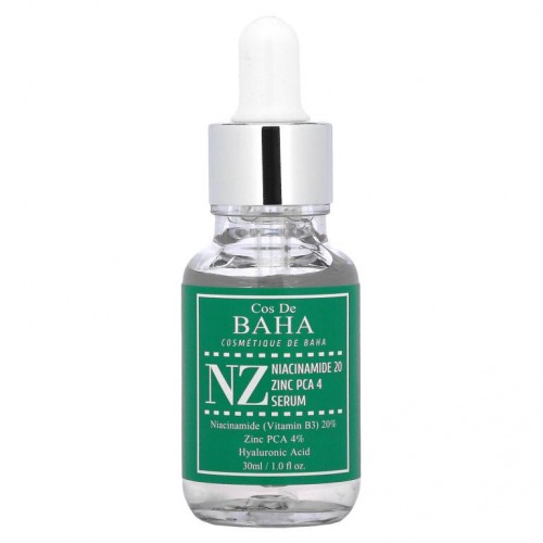 Cos De BAHA, NZ, Niacinamide 20 Zinc PCA 4, 1 fl oz (30 ml)