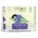 Cottons, 100% 천연 면 커버시트, 오버나이트 날개형 패드, 헤비, 패드 10개