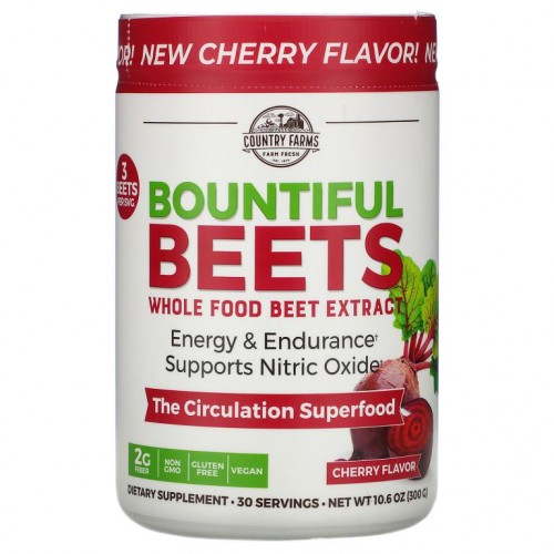 Country Farms, Bountiful Beets, 천연 사탕무 추출물, 체리 맛, 300g(10.6oz)