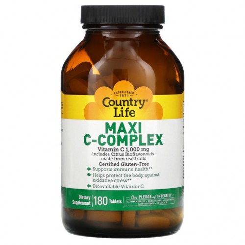 Country Life, 맥시 C-컴플렉스, 1,000mg, 180정