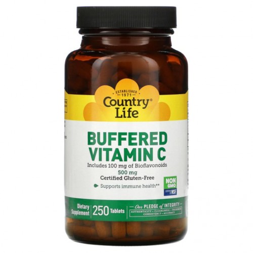Country Life, 완충형 비타민C, 500mg, 250정
