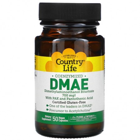 Country Life, 코엔자임화 DMAE, 350 mg, 베지 캡슐 50정