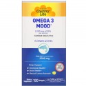 Country Life, Omega 3 Mood, 천연 레몬 맛, 소프트젤 180정
