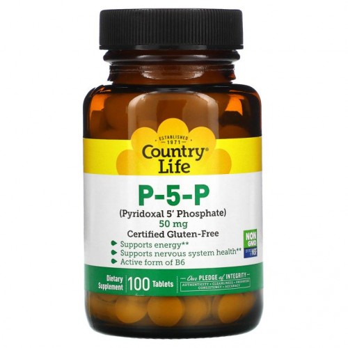 Country Life, P-5-P(피리독살 5' 포스페이트), 50mg, 100정