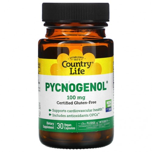 Country Life, Pycnogenol, 100mg, 베지 캡슐 30정