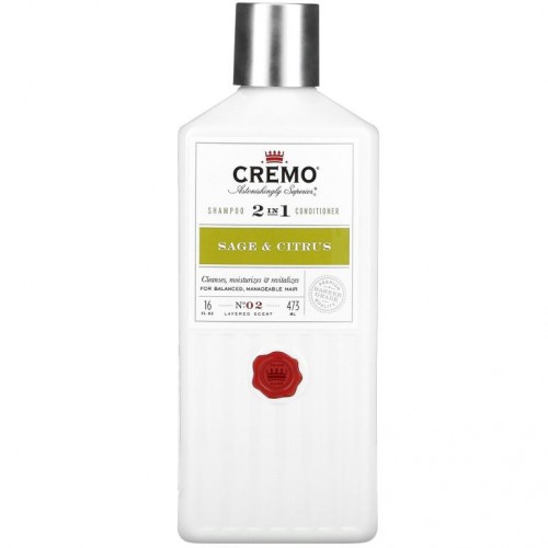Cremo, 2 In 1 Shampoo & Conditioner, No. 2, Sage & Citrus, 16 fl oz (473 ml)