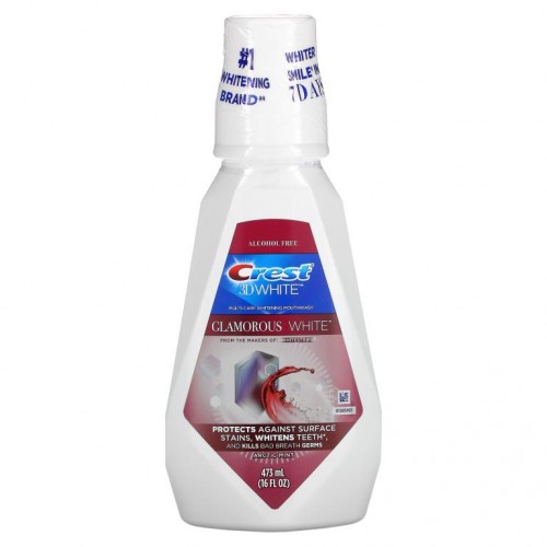 Crest, 3D White, 멀티 케어 미백 구강 청결제, Glamorous White, 아틱 민트, 473ml(16fl oz)