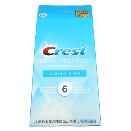 Crest, 3D Whitestrips, 덴탈 화이트닝 키트, 클래식 비비드, 스트립 20개입