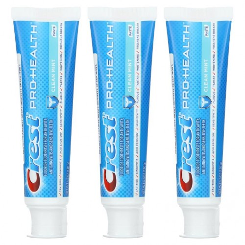 Crest, Pro-Health, Fluoride Toothpaste, Clean Mint, 3 Pack, 4.6 oz (130 g) Each