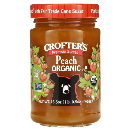Crofter's Organic, 유기농 프리미엄 스프레드, 복숭아, 468g(16.5oz)
