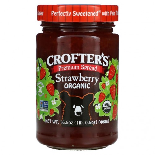 Crofter's Organic, 유기농 프리미엄 스프레드, 딸기, 468g(16.5oz)