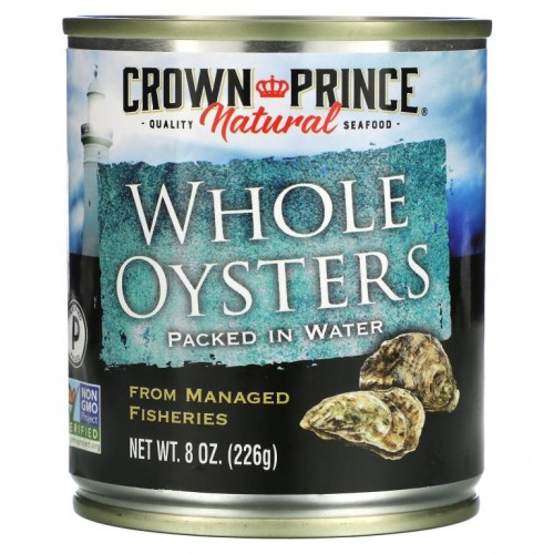 Crown Prince Natural, 통 굴, 물과 함께 포장, 226g(8oz)