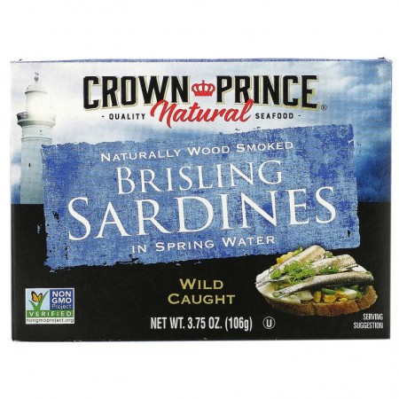 Crown Prince Natural, 샘물에 담긴, 작은 정어리, 3.75 oz (106 g)