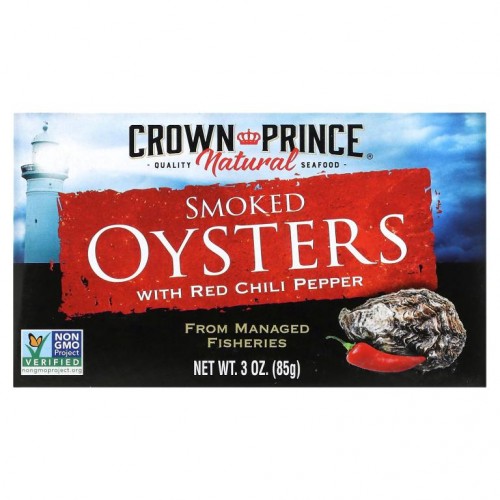 Crown Prince Natural, 훈제 굴, 홍고추 함유, 85g(3oz)