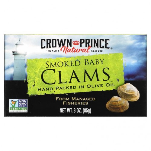 Crown Prince Natural, 올리브오일에 절인 훈제 바지락, 85g(3oz)