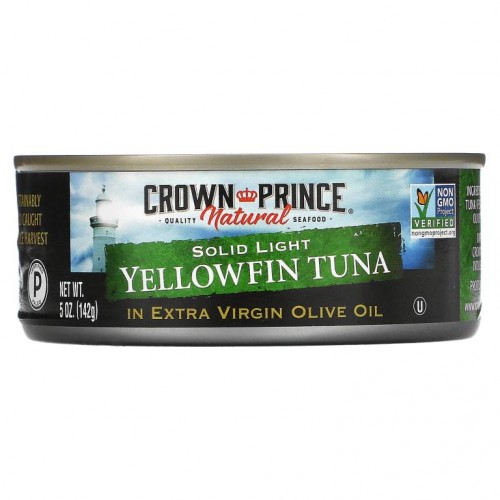 Crown Prince Natural, Yellowfin Tuna, Solid Light, In Extra Virgin Olive Oil, 5 oz (142 g)