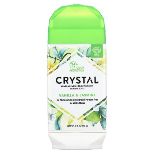 Crystal Body Deodorant, 미네랄이 풍부한 데오드란트, 인비저블 솔리드, 바닐라 & 자스민, 70g(2.5oz)