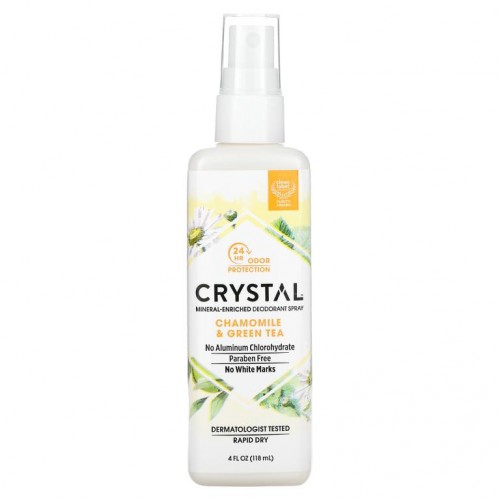Crystal Body Deodorant, 미네랄 데오드란트 스프레이, 캐모마일 & 그린티, 118ml(4fl oz)