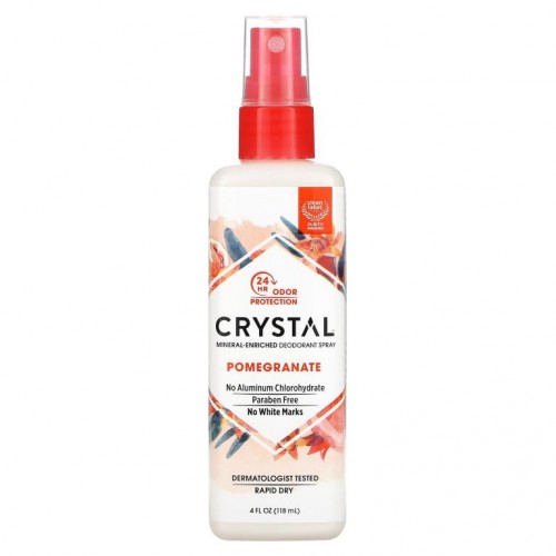 Crystal Body Deodorant, 미네랄 강화 데오드란트 스프레이, 석류 향, 118ml(4fl oz)