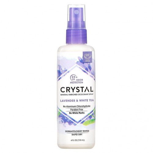 Crystal Body Deodorant, 미네랄 데오드란트 스프레이, 라벤더 & 화이트 티, 4 fl oz (118 ml)