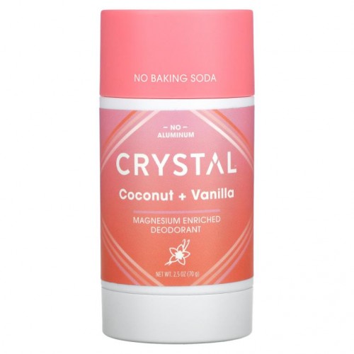 Crystal Body Deodorant, Magnesium Enriched 데오드란트, Coconut + Vanilla, 2.5 oz (70 g)