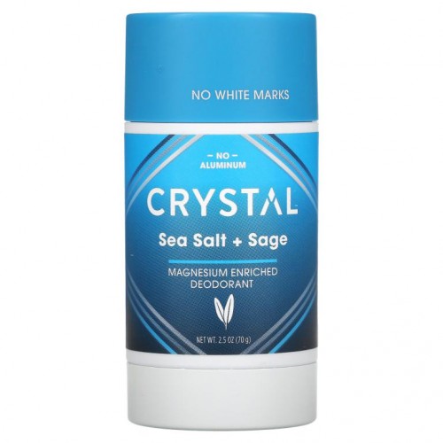 Crystal Body Deodorant, Magnesium Enriched 데오드란트, Sea Salt + Sage, 2.5 oz (70 g)