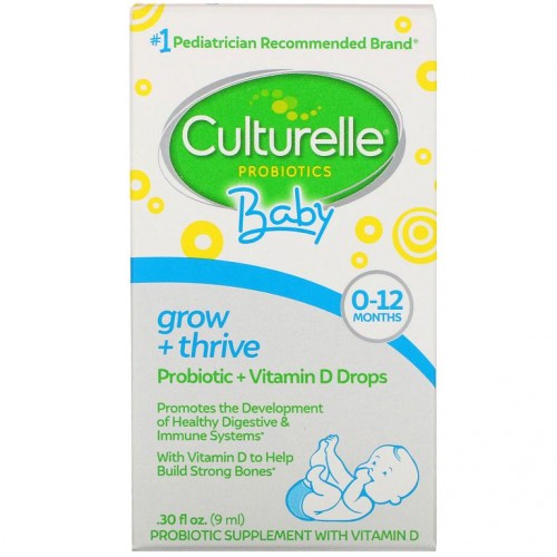 Culturelle, 프로바이오틱스, 영아용, 성장 및 발달, 프로바이오틱스 + 비타민D 드롭, 0-12개월, 9ml(30fl oz)