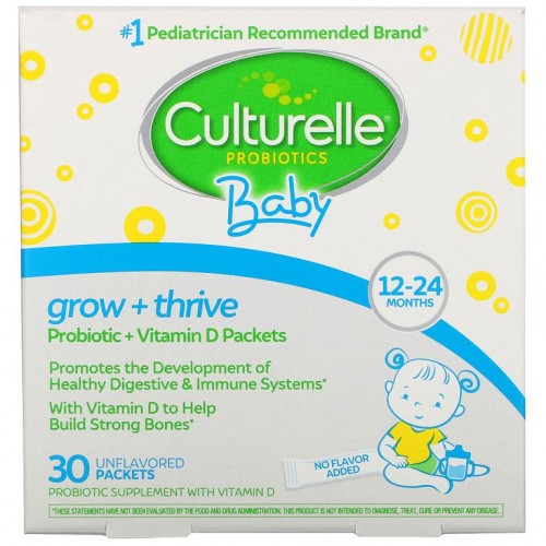 Culturelle, 프로바이오틱스, 유아용, 성장 + 발육, 프로바이오틱스 + 비타민D 팩, 12~24개월, 무맛, 개별 포장 30팩