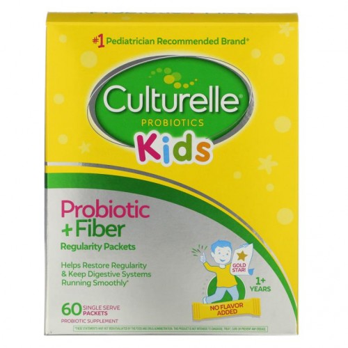 Culturelle, 키즈, 레귤래리티 프로바이오틱 + 섬유소, 만 1세 이상, 무맛, 1회 사용 팩 60개