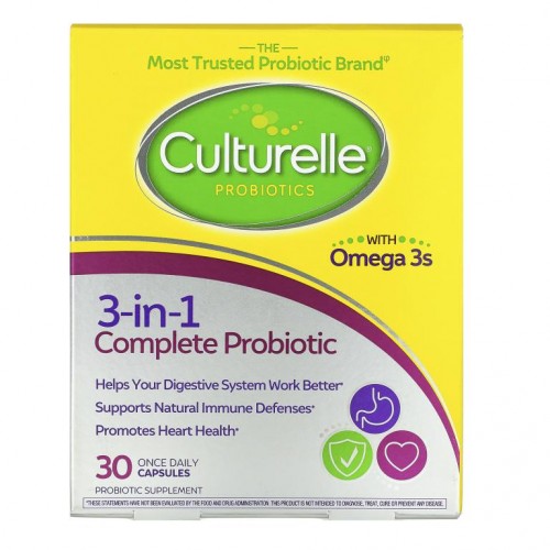 Culturelle, 프로바이오틱스, 오메가3 함유 3-in-1 컴플리트 프로바이오틱, 하루 1회 캡슐 30정