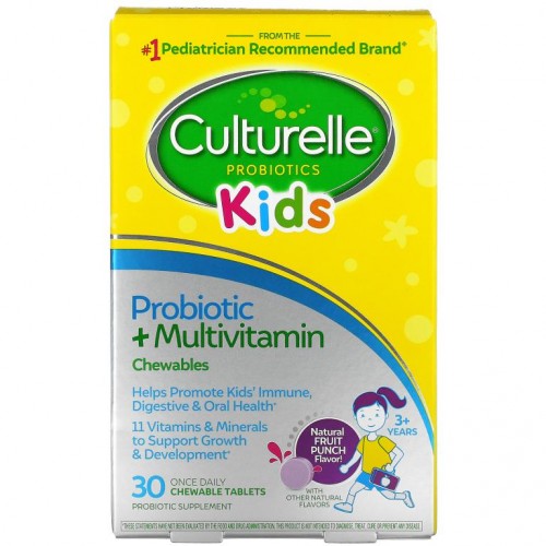 Culturelle, 어린이용, 프로바이오틱 + 종합비타민 츄어블 정, 만 3세 이상, 천연 프루트펀치, 30정