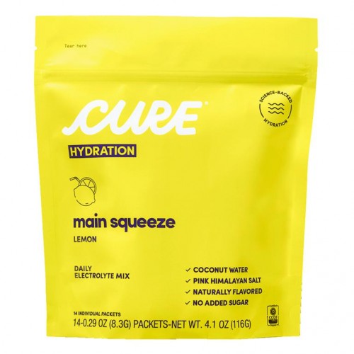 Cure Hydration, 균형을 위한 전해질 믹스, 메인 스퀴즈 레몬, 개별 팩 14개, 각 8.3g(0.29oz)
