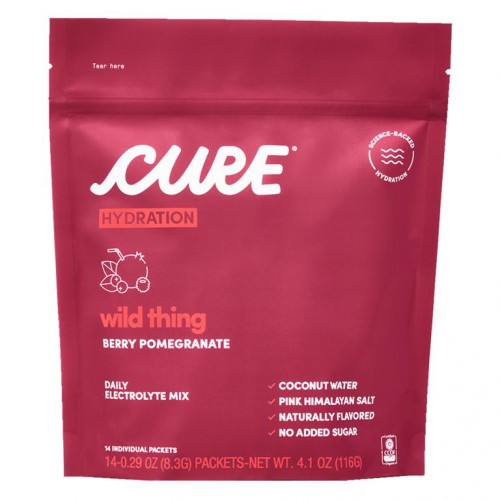 Cure Hydration, 균형을 위한 전해질 믹스, 와일드 씽 베리 석류, 개별 팩 14개, 각 8.3g(0.29oz)
