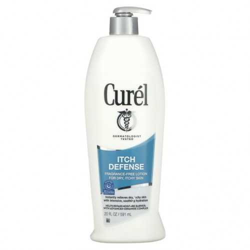 Curel, Itch Defense, 건조하고 가려운 피부를 위한 무향 로션, 591ml(20fl oz)