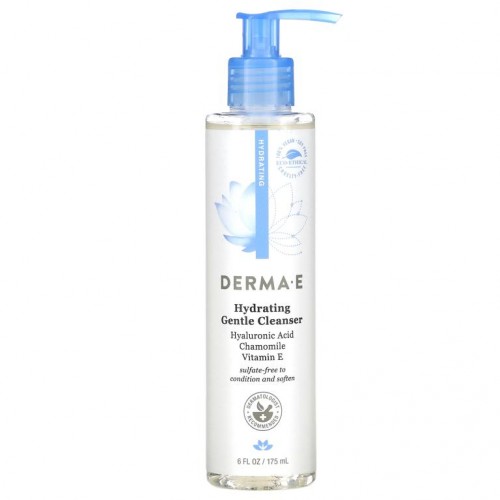 DERMA E, 하이드레이팅 젠틀 클리너, 히알루론산, 6 fl oz (175 ml)