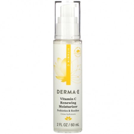 DERMA E, 비타민C 리뉴잉 모이스처라이저, 프로바이오틱스 & 루이보스, 60ml(2fl oz)