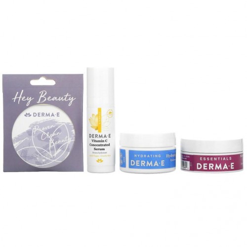 DERMA E, Refine, Brighten, Hydrate & Go Kit, 4 Piece Kit