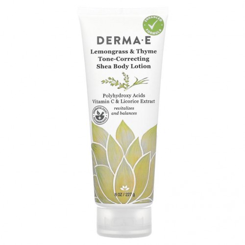DERMA E, 톤 코렉팅 시어버터 바디 로션, 레몬그라스 & 타임, 227g(8oz)