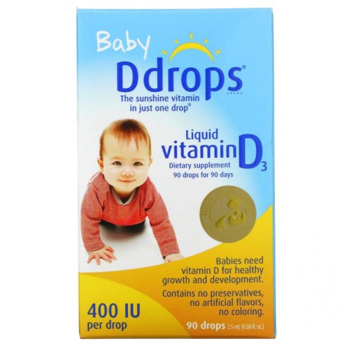 Ddrops, 유아용, 액상 비타민D3, 400IU, 90방울, 2.5ml(0.08fl oz)