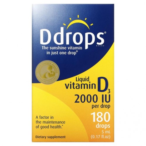 Ddrops, 액상 비타민D3, 2,000IU, 5ml(0.17fl oz)
