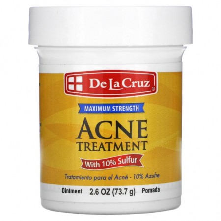 De La Cruz, 10% 유황 함유 여드름 치료 연고, 맥시멈 스트렝스, 73.7g(2.6oz)