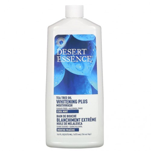 Desert Essence, 티트리오일, 화이트닝 플러스 구강 청결제, 쿨 민트 향, 473ml(16fl oz)