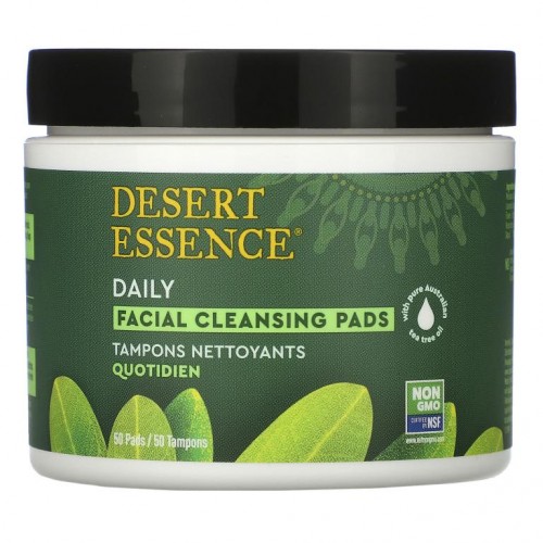 Desert Essence, 데일리 페이셜 클렌징 패드, 50매