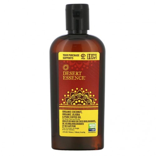 Desert Essence, 유기농 코코넛오일, 유기농 호호바 및 순수 커피 오일, 118ml(4fl oz)