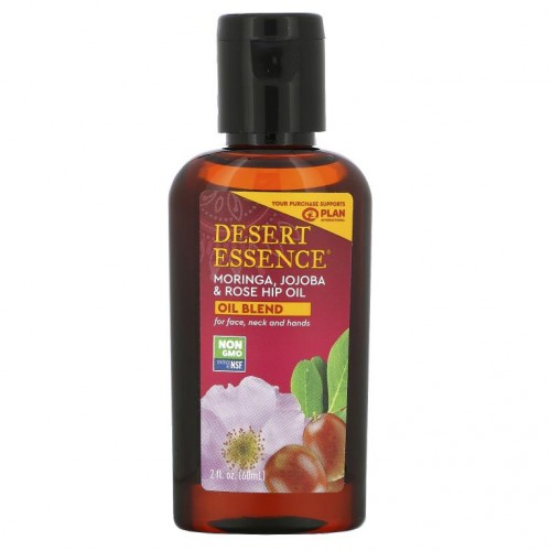 Desert Essence, 모링가, 호호바 & 로즈 힙 오일, 2 fl oz (60 ml)