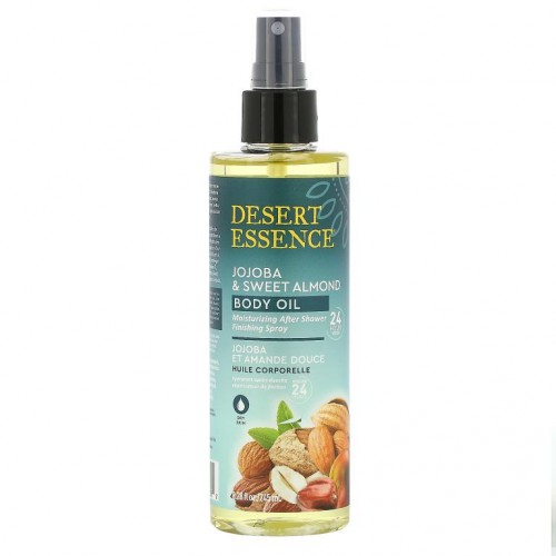 Desert Essence, 호호바 및 스위트 아몬드 바디 오일, 245ml(8.28fl oz)