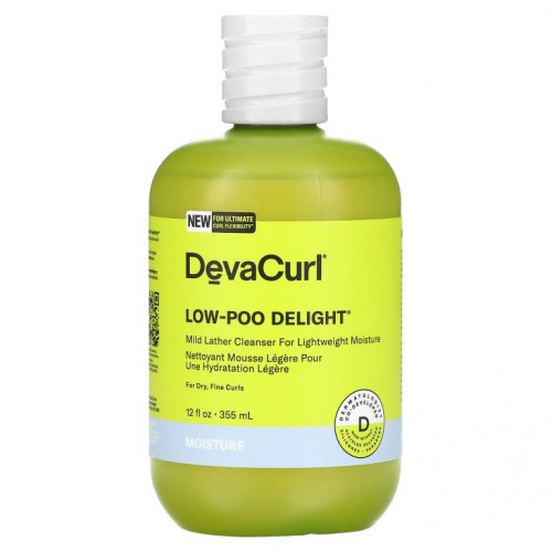 DevaCurl, Low-Poo Delight, 가벼운 수분 공급을 위한 순한 거품 클렌저, 355ml(12fl oz)