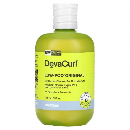 DevaCurl, Low-Poo Original, 수분이 풍부한 부드러운 거품 클렌저, 건조한 중간 굵기 컬, 355ml(12fl oz)