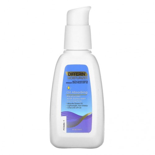 Differin, 자외선 차단제 함유 오일 흡수 모이스처라이저, SPF 30, 118ml(4fl oz)
